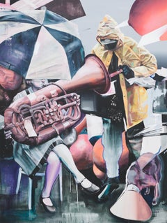 Retro painting "Sound of Silence" by Timo von Eicken 165 x 125 cm