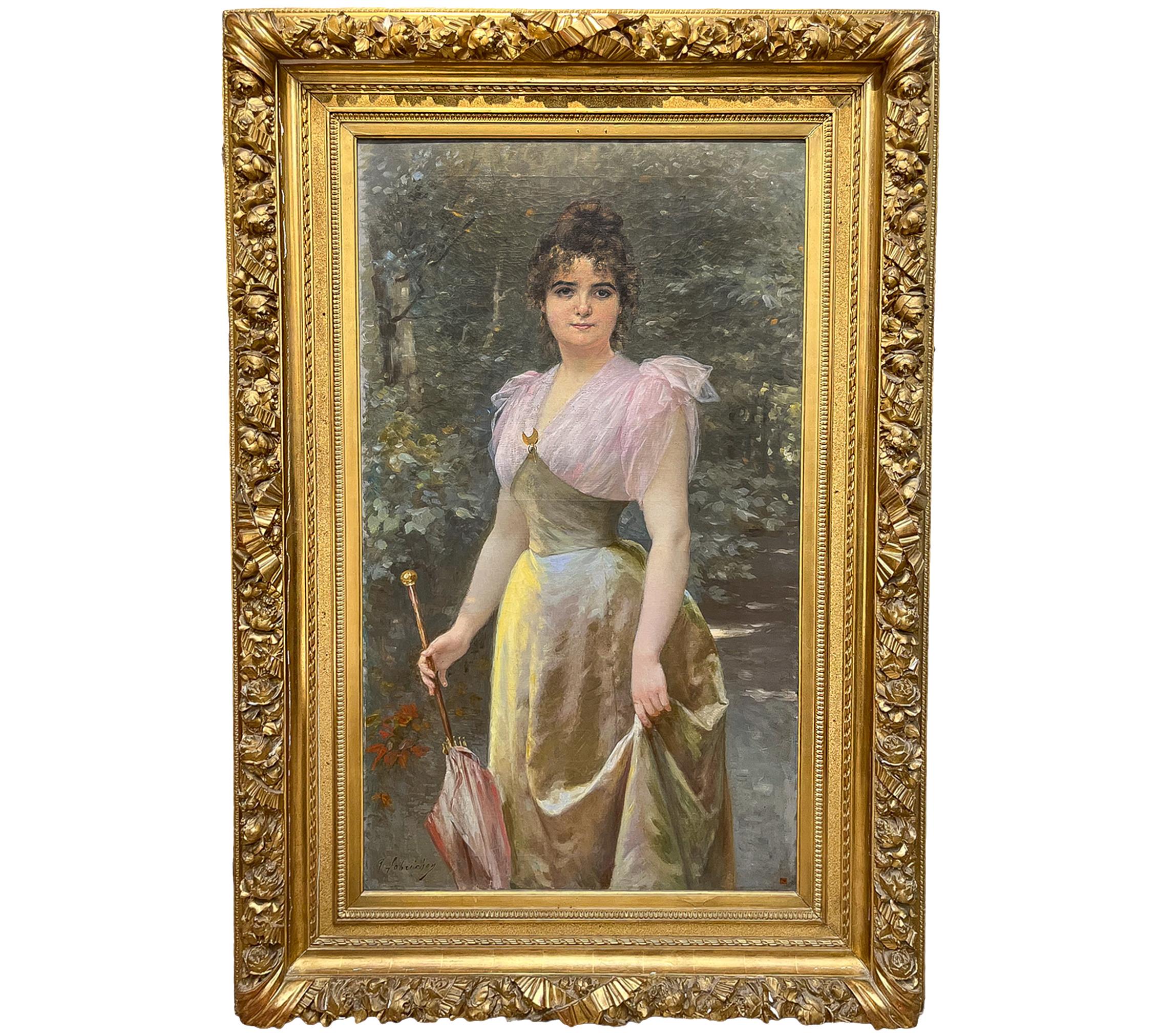 Portrait of An Early 1900's Lady by Timoleon Marie Lobrichon