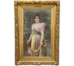 Portrait d'une femme du début des années 1900 par Timoleon Marie Lobrichon