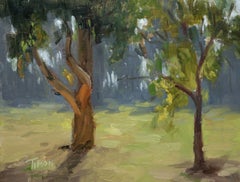 Étude d'arbre rétroéclairé, peinture, huile sur toile