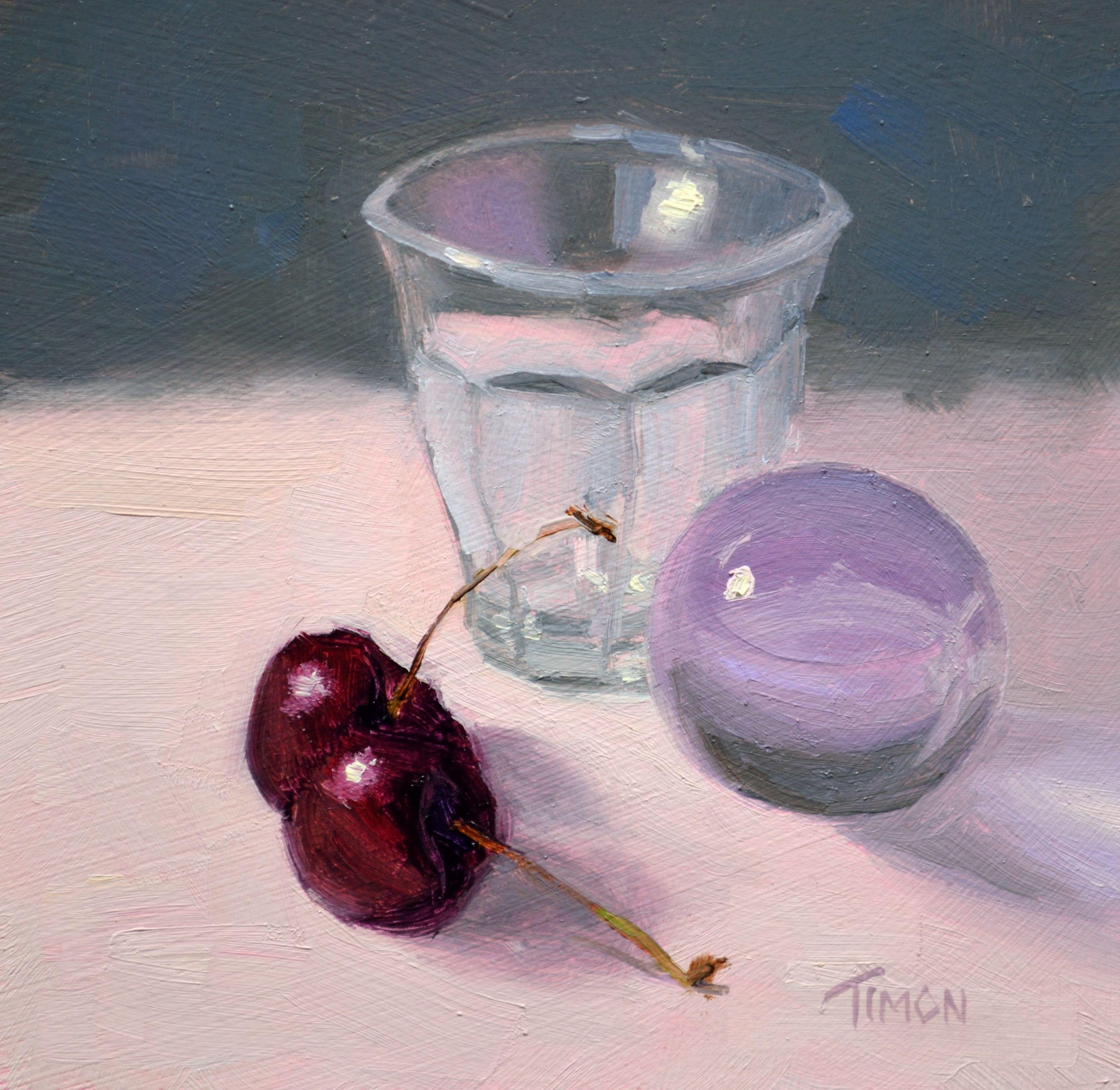 Timon Sloane Still-Life Painting - Cherries III, Painting, Oil on Wood Panel