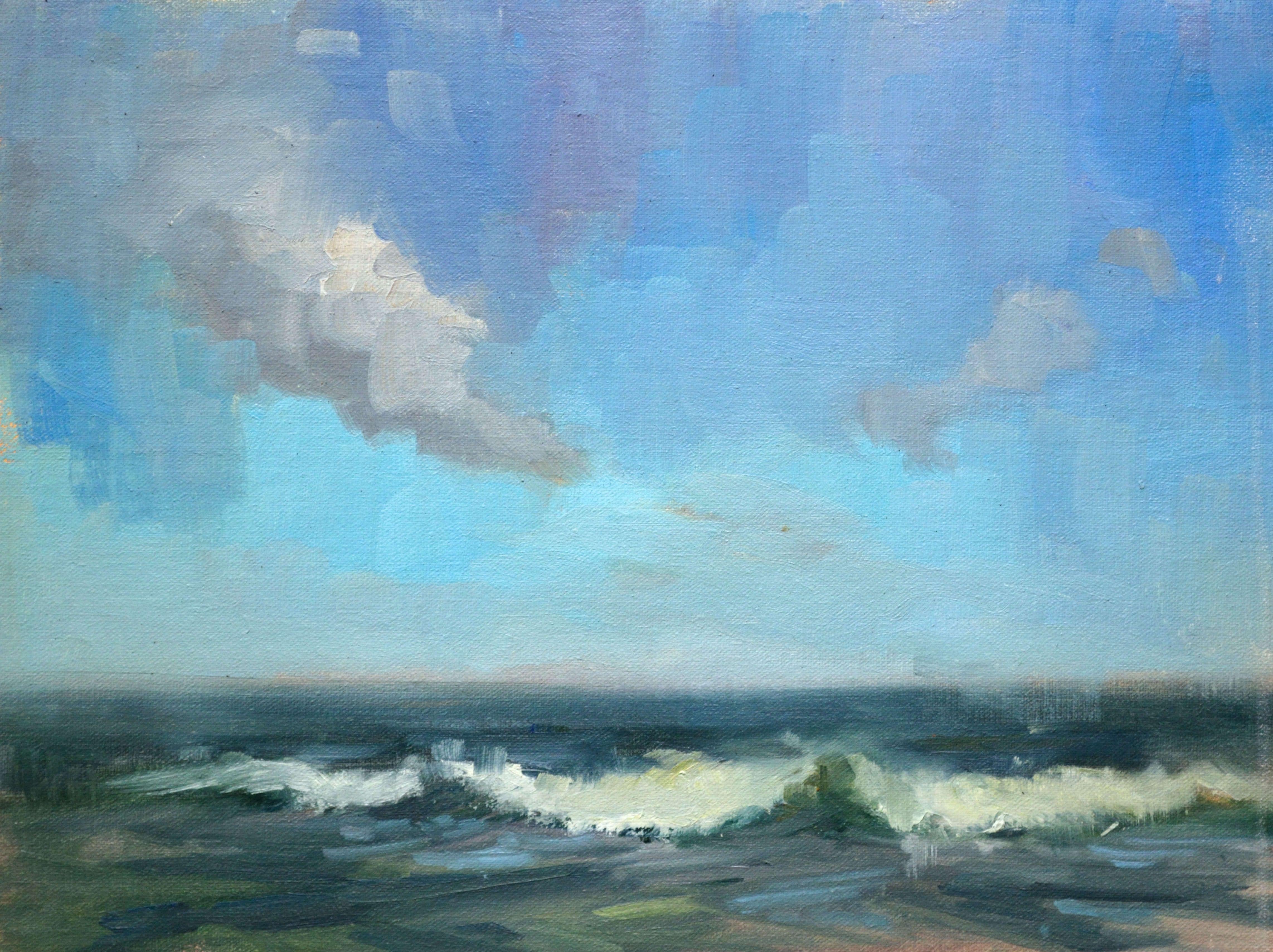 Peinture, huile sur toile, nuages et surf - Painting de Timon Sloane