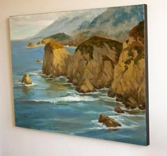 Pittura, Olio su tela, Calma costiera sotto un cielo di sole, pittura