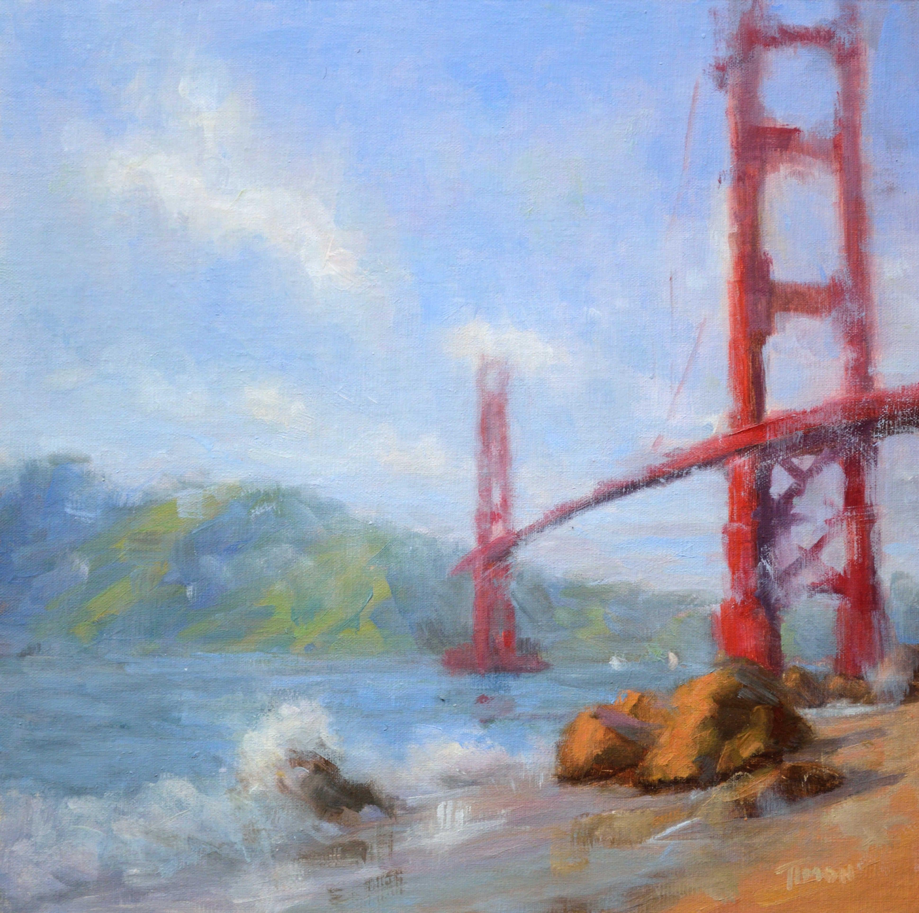 This painting captures a hazy day in San Francisco.    Oil on linen mounted on gatorboard. It is available unframed.   :: Painting :: Impressionist :: This piece comes with an official certificate of authenticity signed by the artist :: Ready to