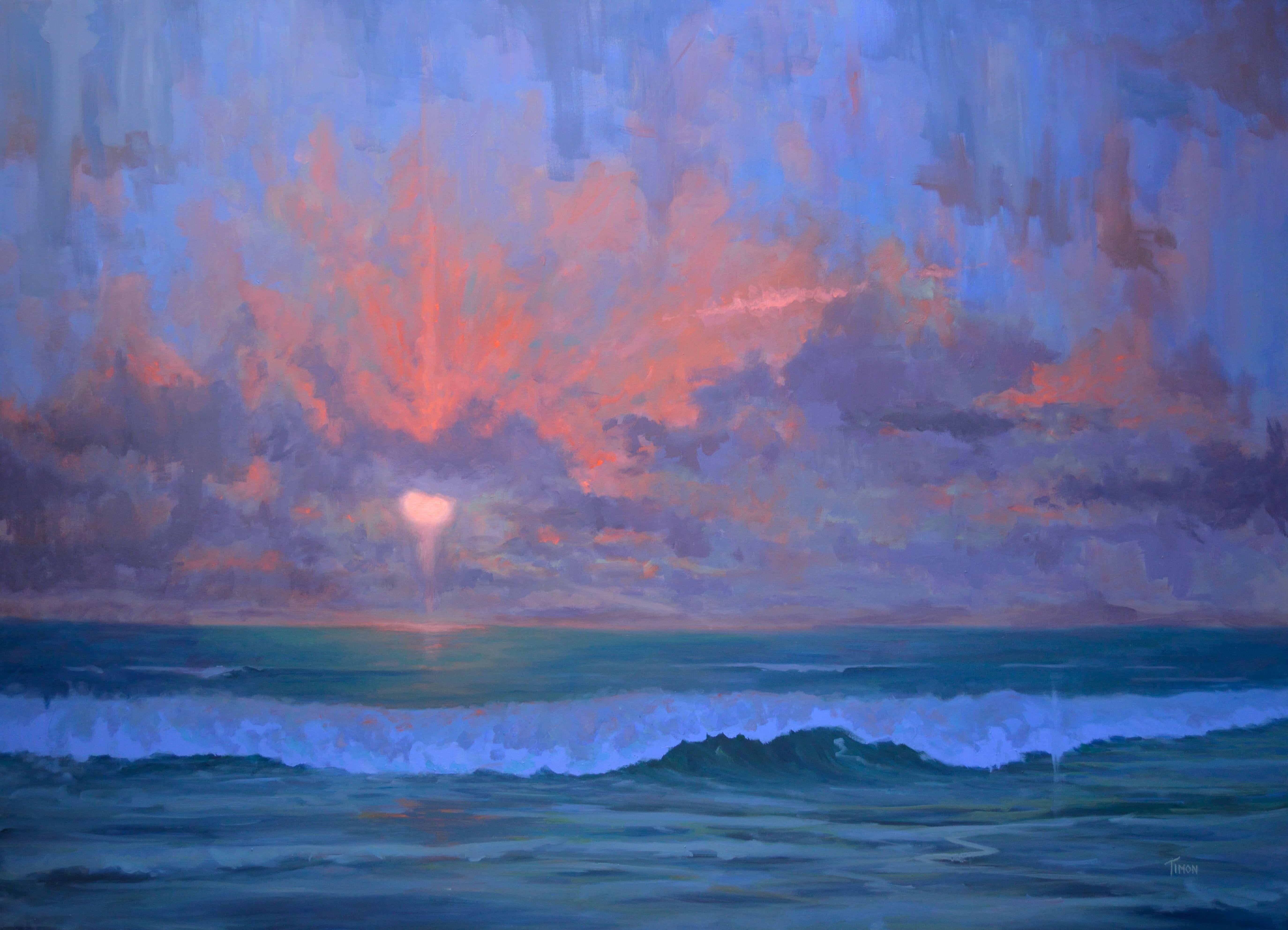 Coucher de soleil marbré, peinture, huile sur toile - Painting de Timon Sloane