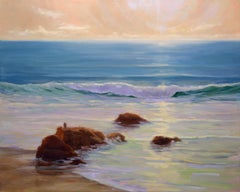 Orange Evening Surf II, Painting, Oil on Canvas