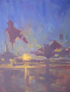 Purple-Yellow Skyscape, Painting, Oil on Canvas
