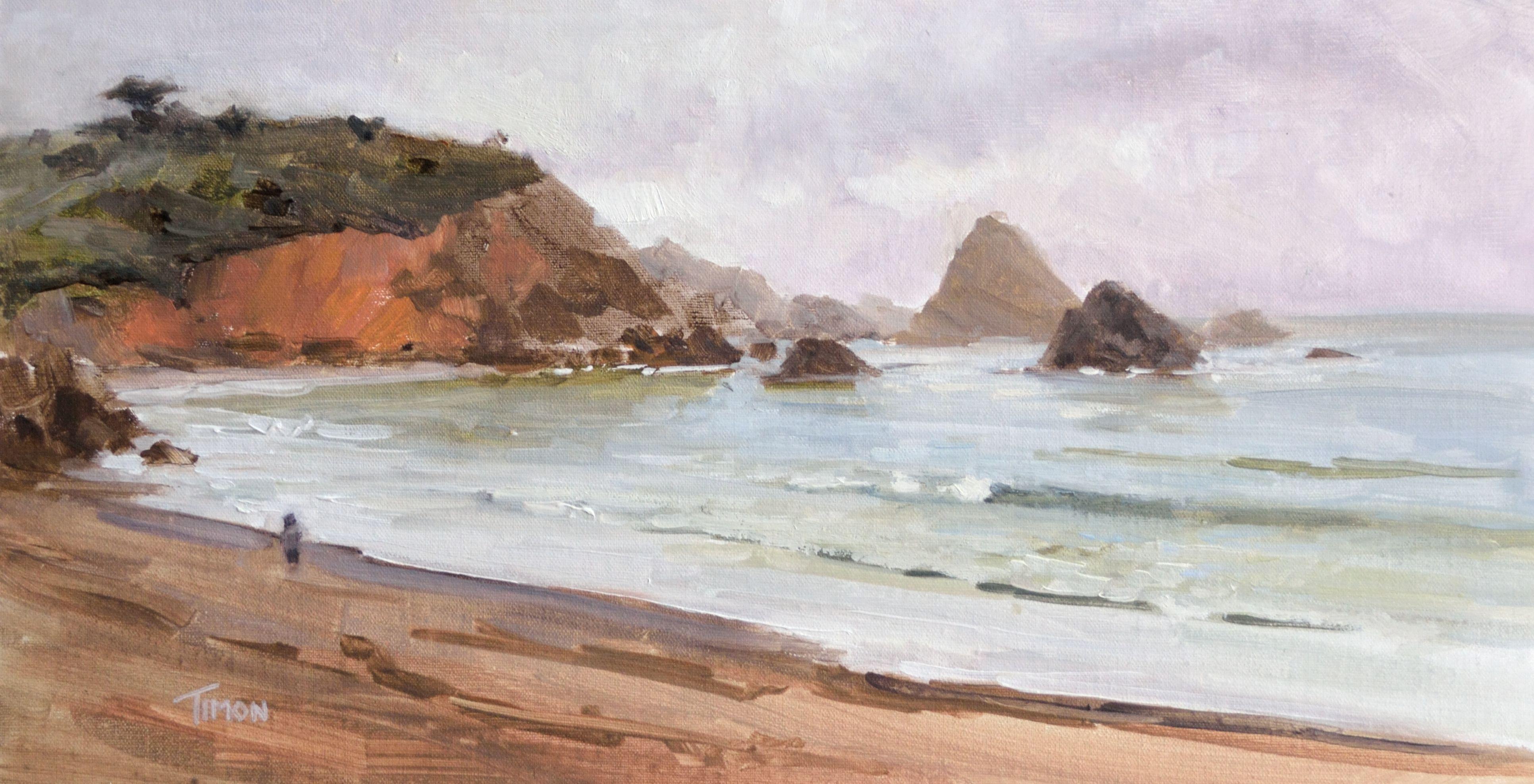 Promenade en bord de mer, peinture, huile sur toile - Painting de Timon Sloane