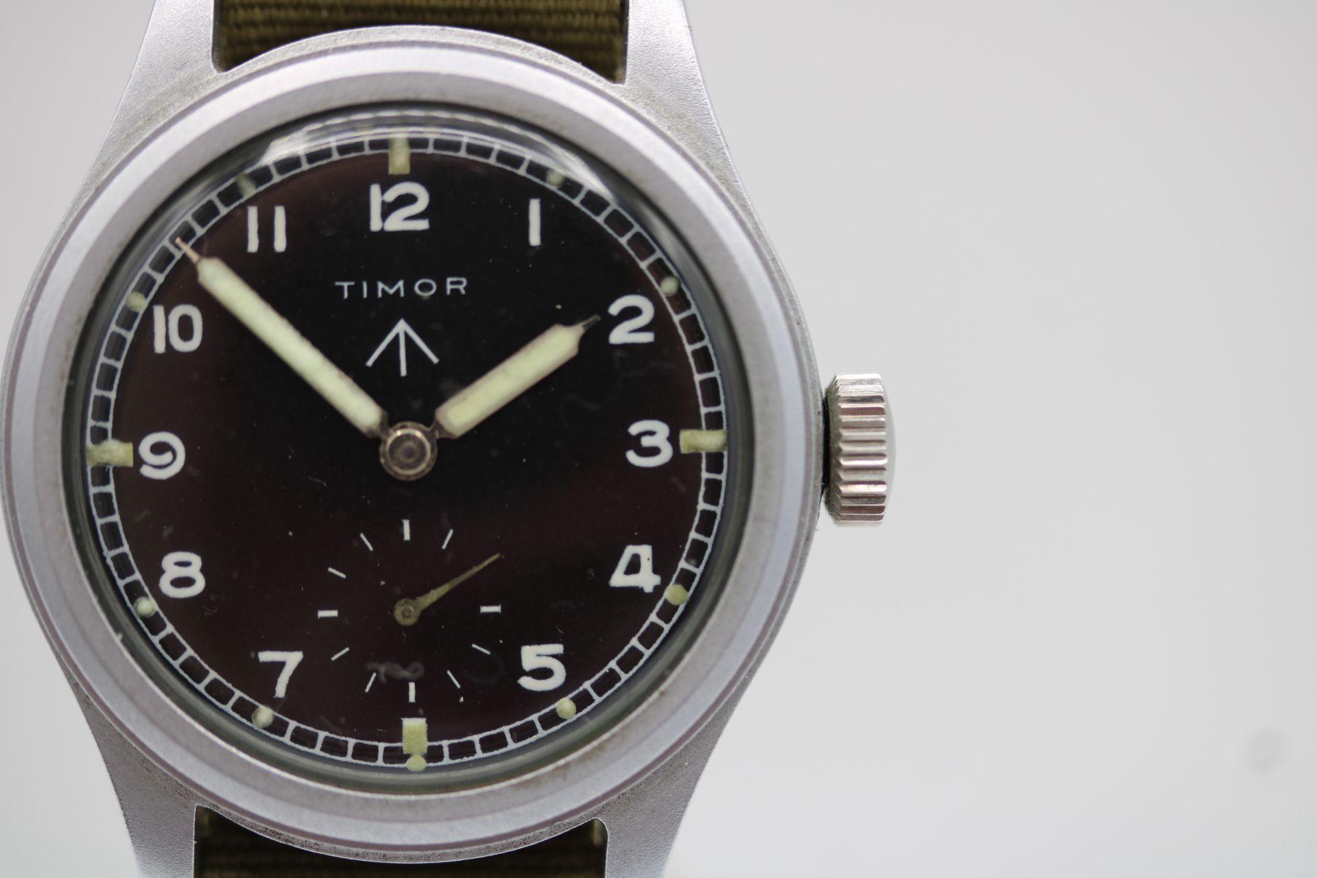 Timor WWW – Dirty Dozen British Military Watch – WW2 Era – Relumed  – 36mm For Sale 1