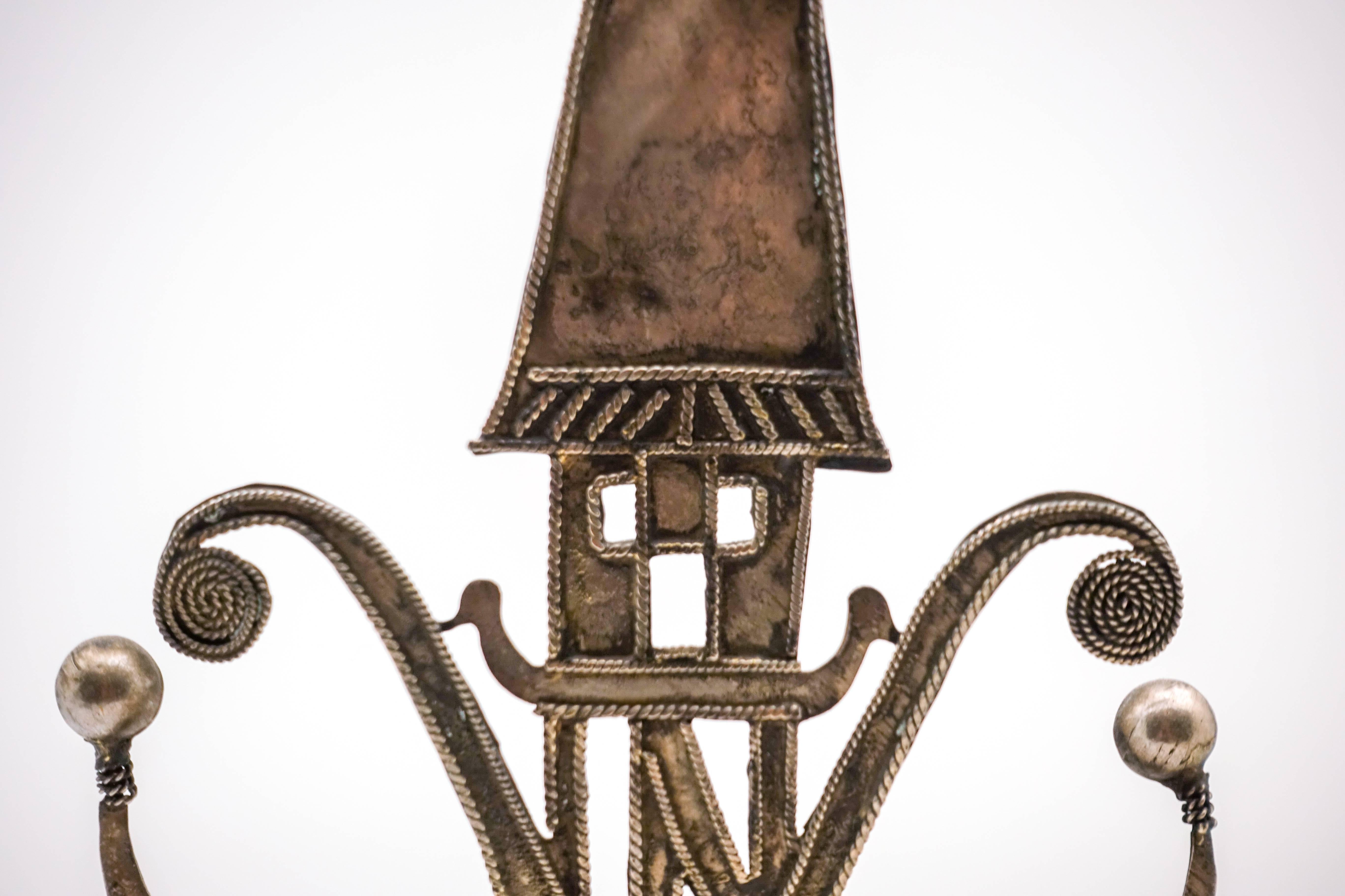 Man's silver alloy head ornament or crown from East Timor. These types of headbands are sometimes worm by women on special occasions.