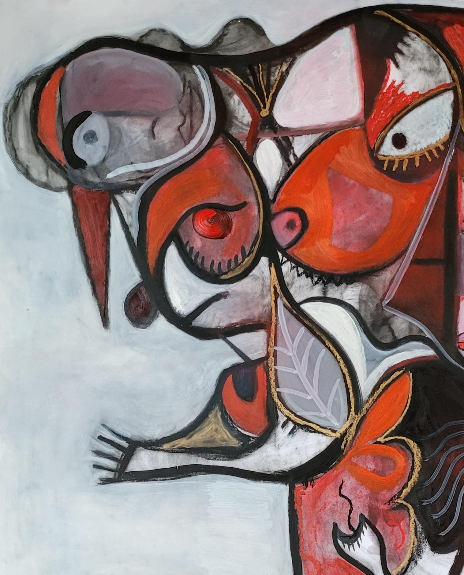 Charybde y Scylla Timothy Archer Arte contemporáneo pintura mitología roja óleo en venta 4