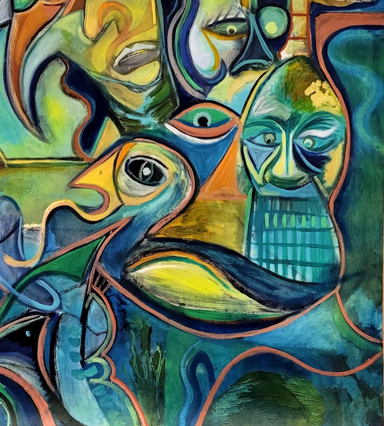 Narciso cambio de paradigma Timothy Archer Siglo XXI Pintura contemporánea azul en venta 2