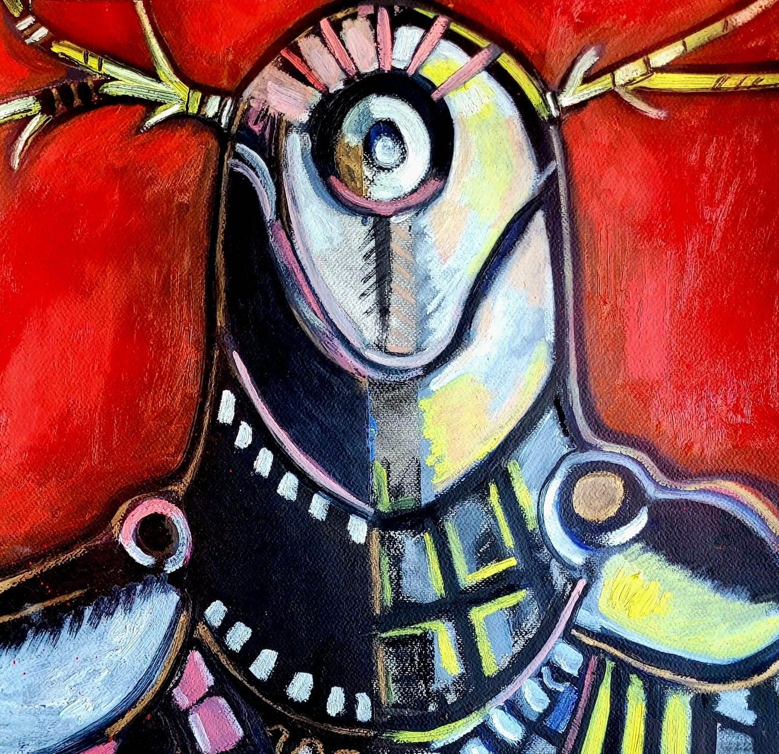 Polifemo Timothy Archer Arte contemporáneo pintura pastel mitología rojo en venta 1