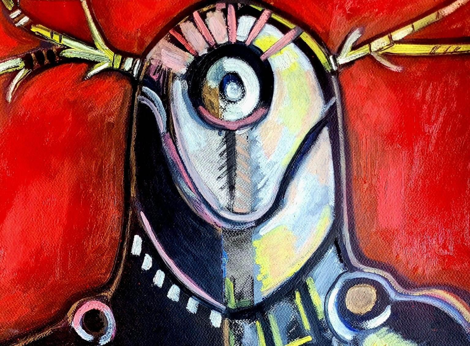 Polifemo Timothy Archer Arte contemporáneo pintura pastel mitología rojo en venta 2