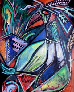 The atomic cuckoo Timothy Archer Art contemporain peinture oiseau rouge pastel papier