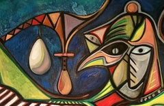 The pig and the bird of prey Timothy Archer Contemporary art painting red oil