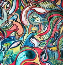 The revolt of the Ouraniens Timothy Archer Contemporary art painting bird red