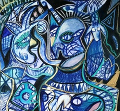 The Sabbath Timothy Archer Contemporary art drawing oil painting blue pastel