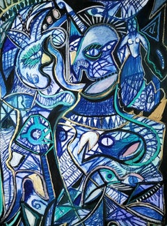 The Sabbath Timothy Archer Contemporary art drawing oil painting blue pastel 