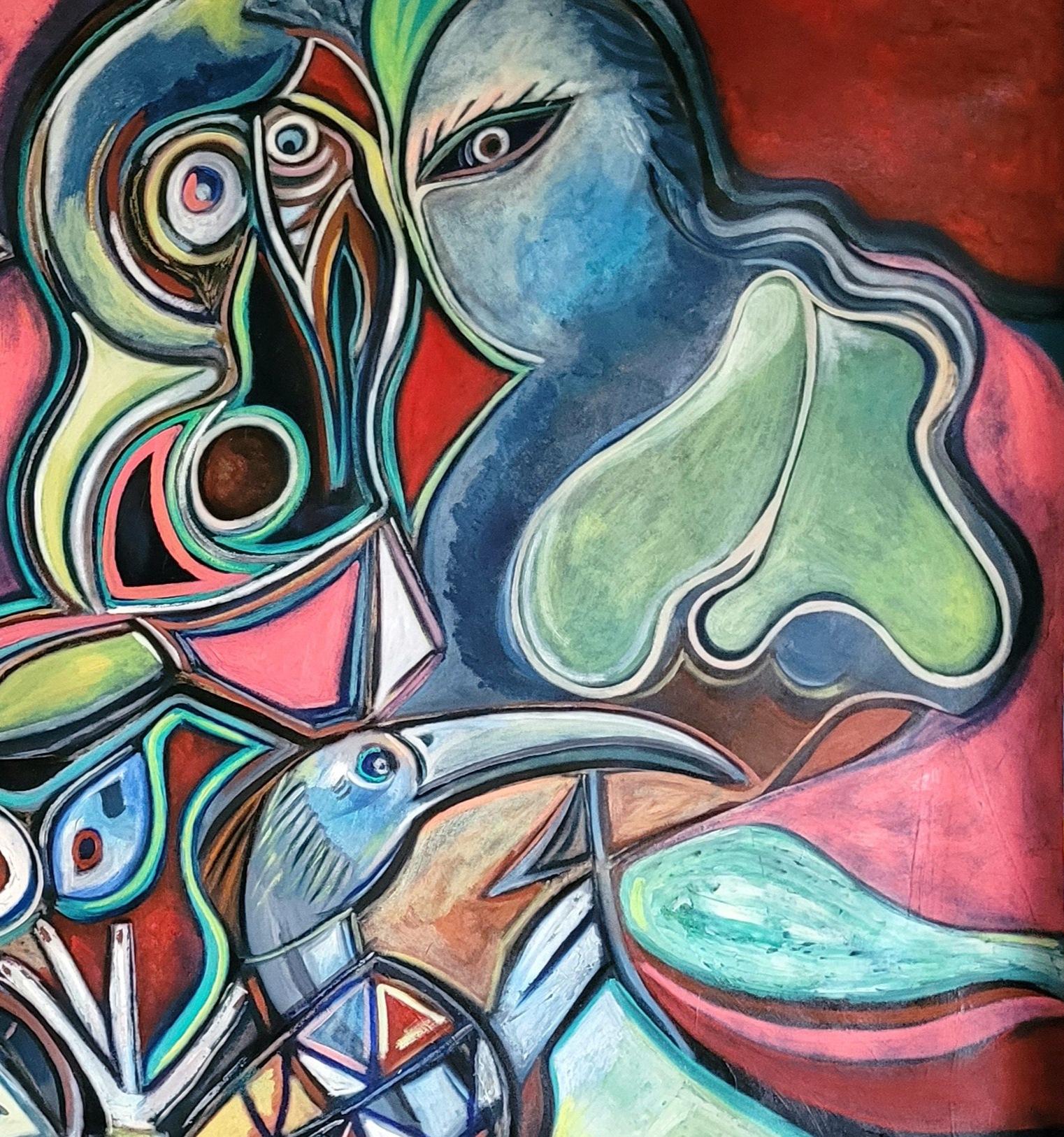 Titanomaquia Timothy Archer Arte contemporáneo pintura color rojo mitología óleo en venta 4