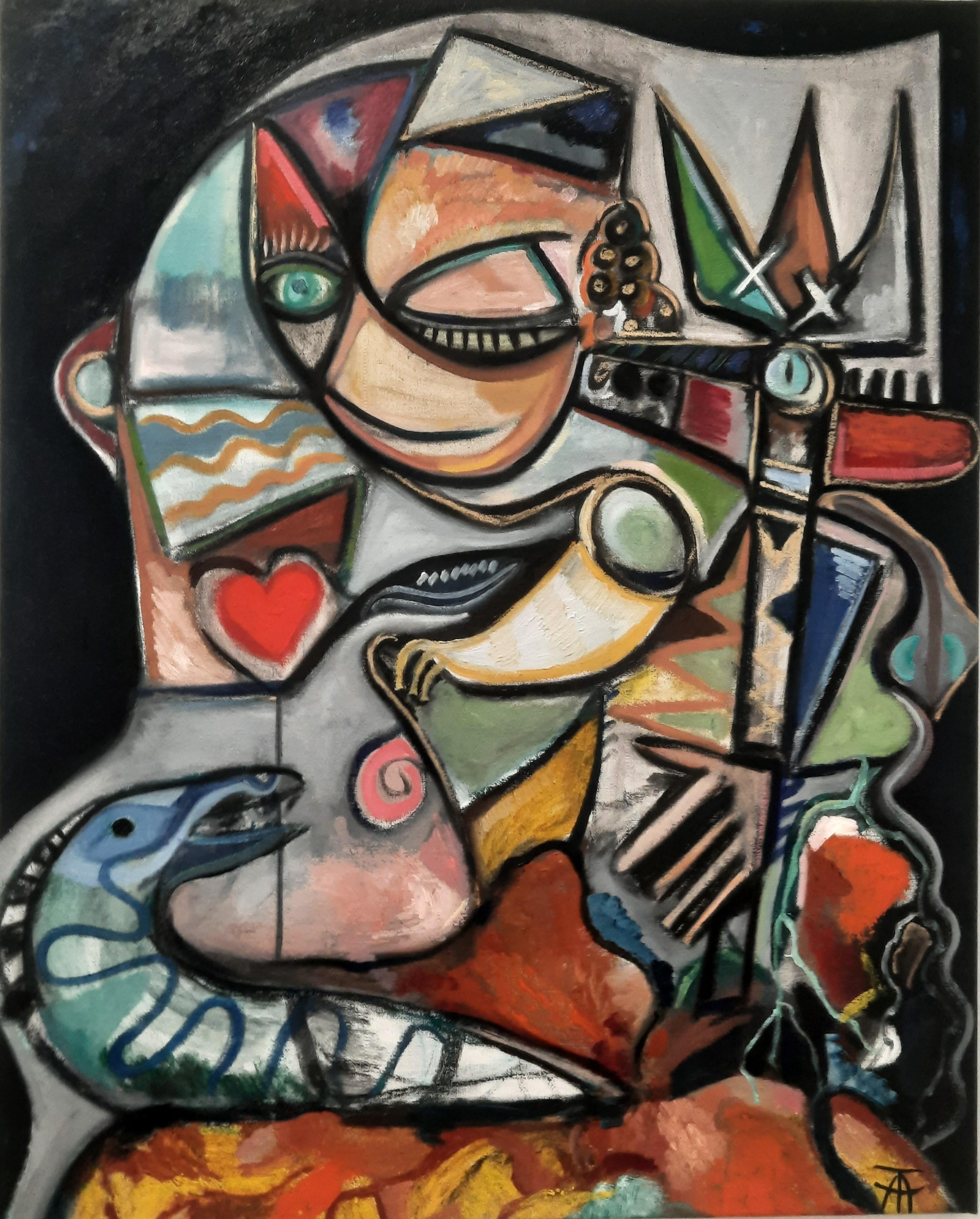  Young Poseidon with moray eel in love Timothy Archer Contemporary art painting  For Sale 4