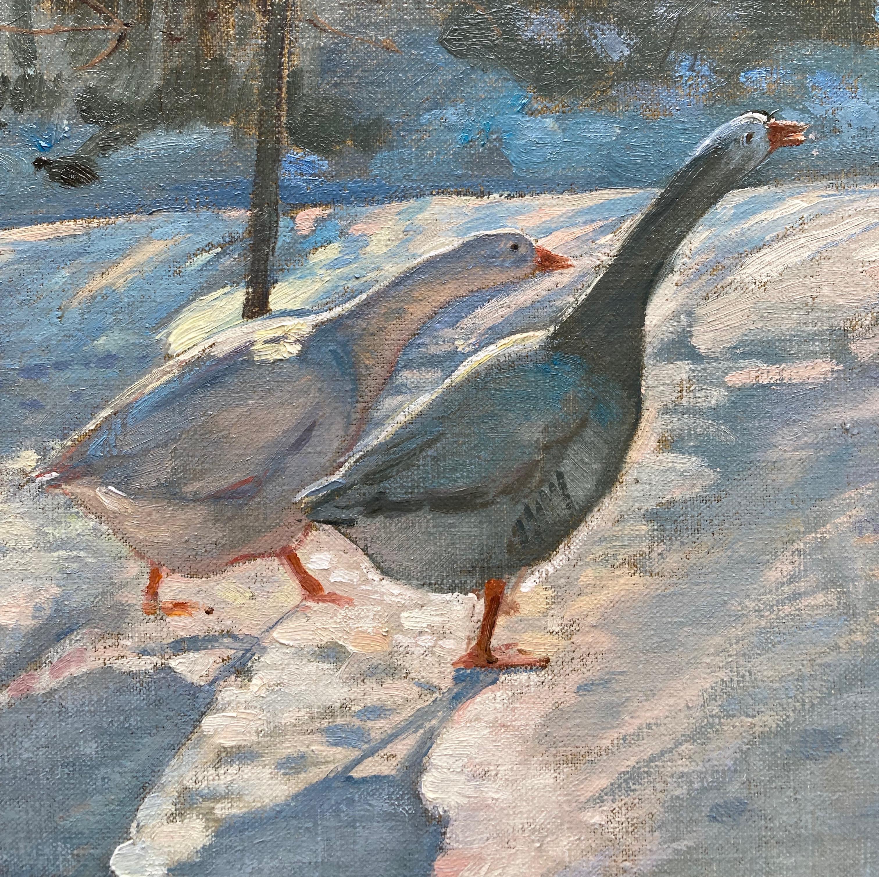 Timothy Easton, Geese in a snowy landscape For Sale 1