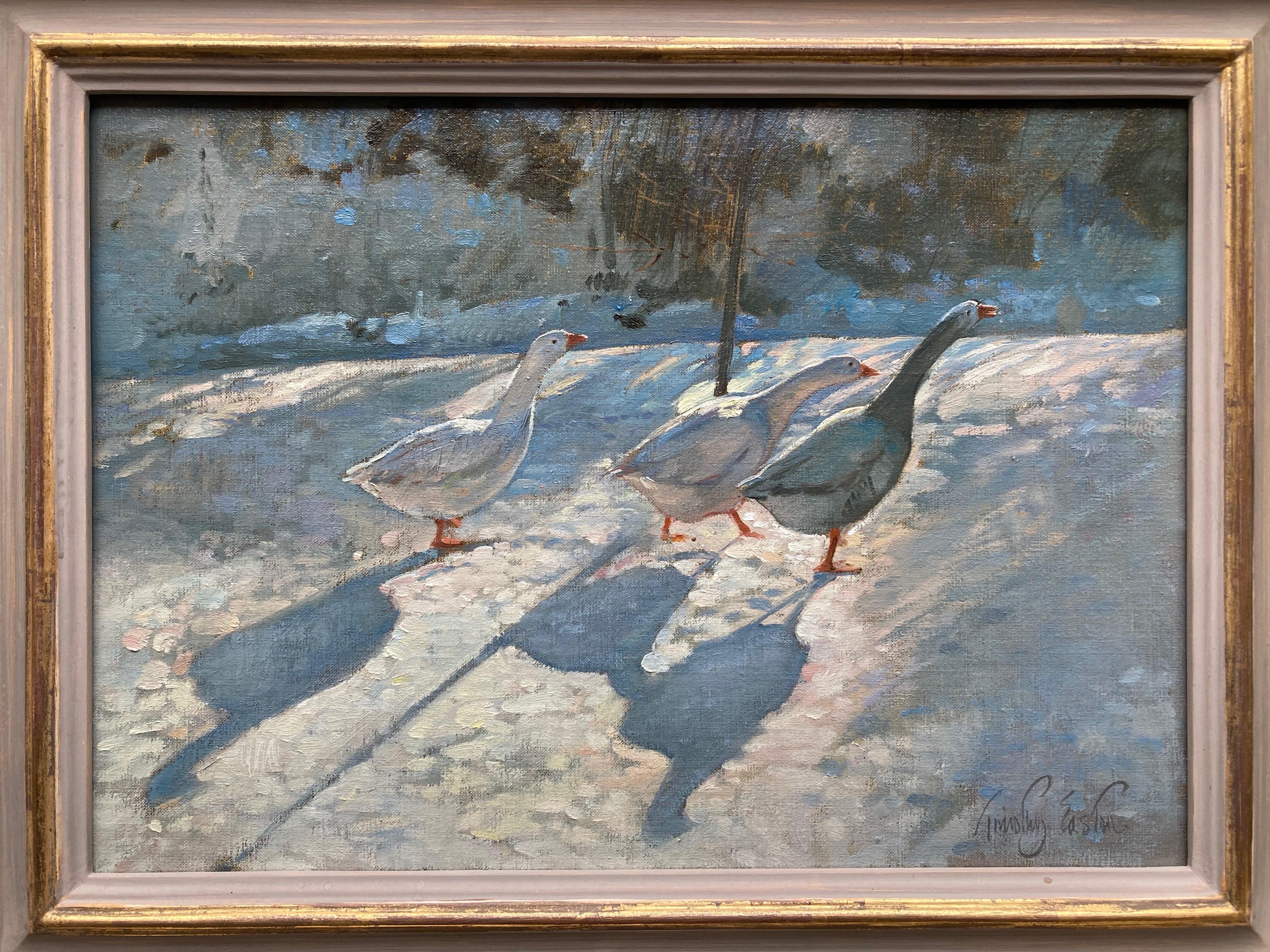Timothy Easton, Geese in a snowy landscape For Sale 5