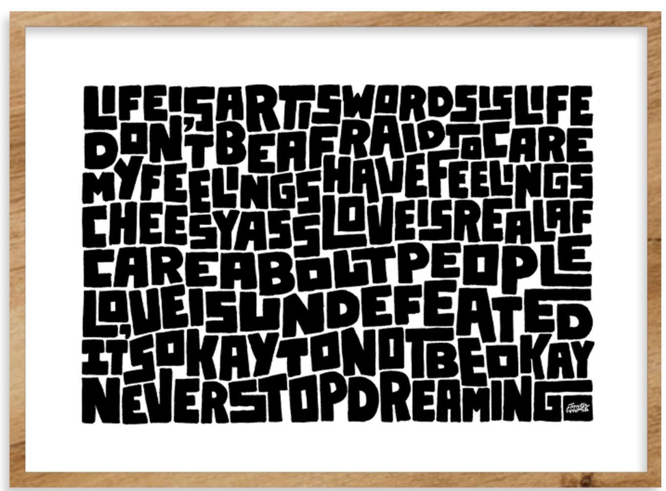 Timothy Goodman Abstract Print – Das Leben ist...