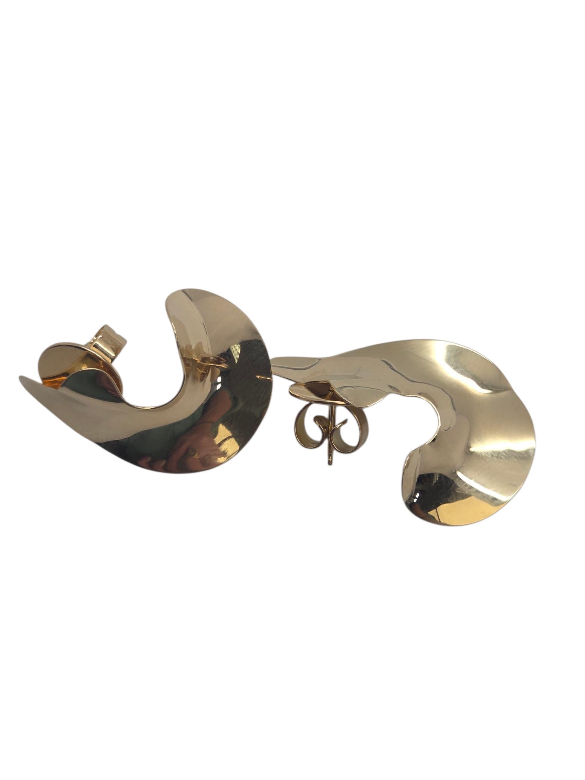 Contemporaneo Orecchini astratti in oro giallo 14k Timothy Grannis #23817 in vendita