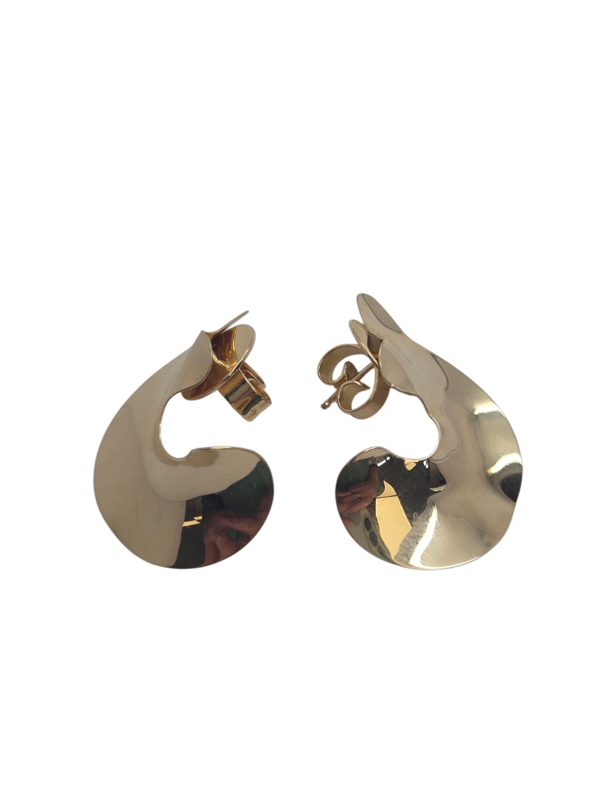 Orecchini astratti in oro giallo 14k Timothy Grannis #23817 In condizioni buone in vendita a Washington Depot, CT