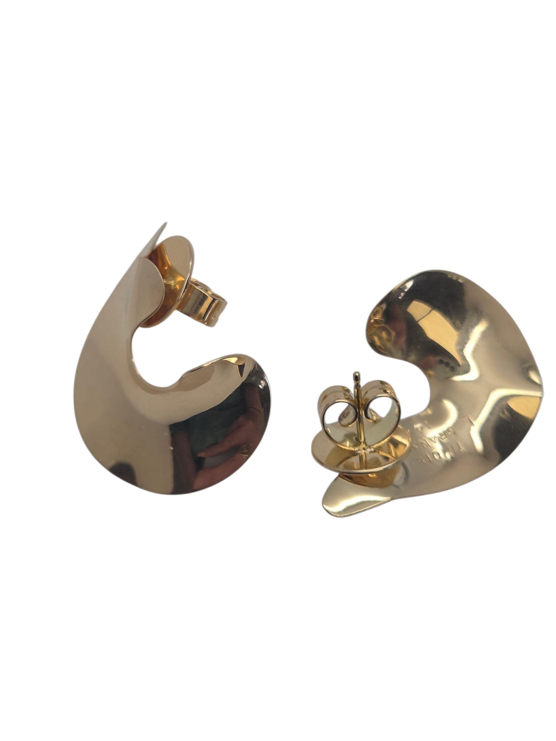 Donna Orecchini astratti in oro giallo 14k Timothy Grannis #23817 in vendita