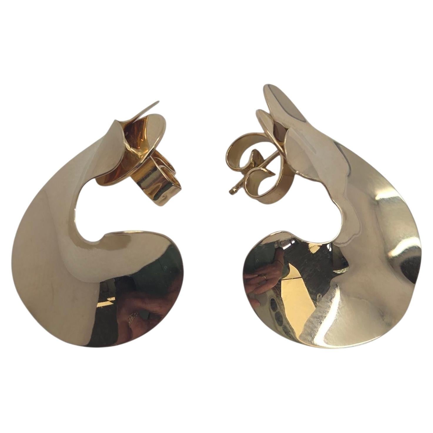 Orecchini astratti in oro giallo 14k Timothy Grannis #23817