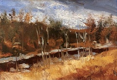 "Fiume Platte, Denver a dicembre" (2023) Di Timothy J. Standring, Pittura a olio