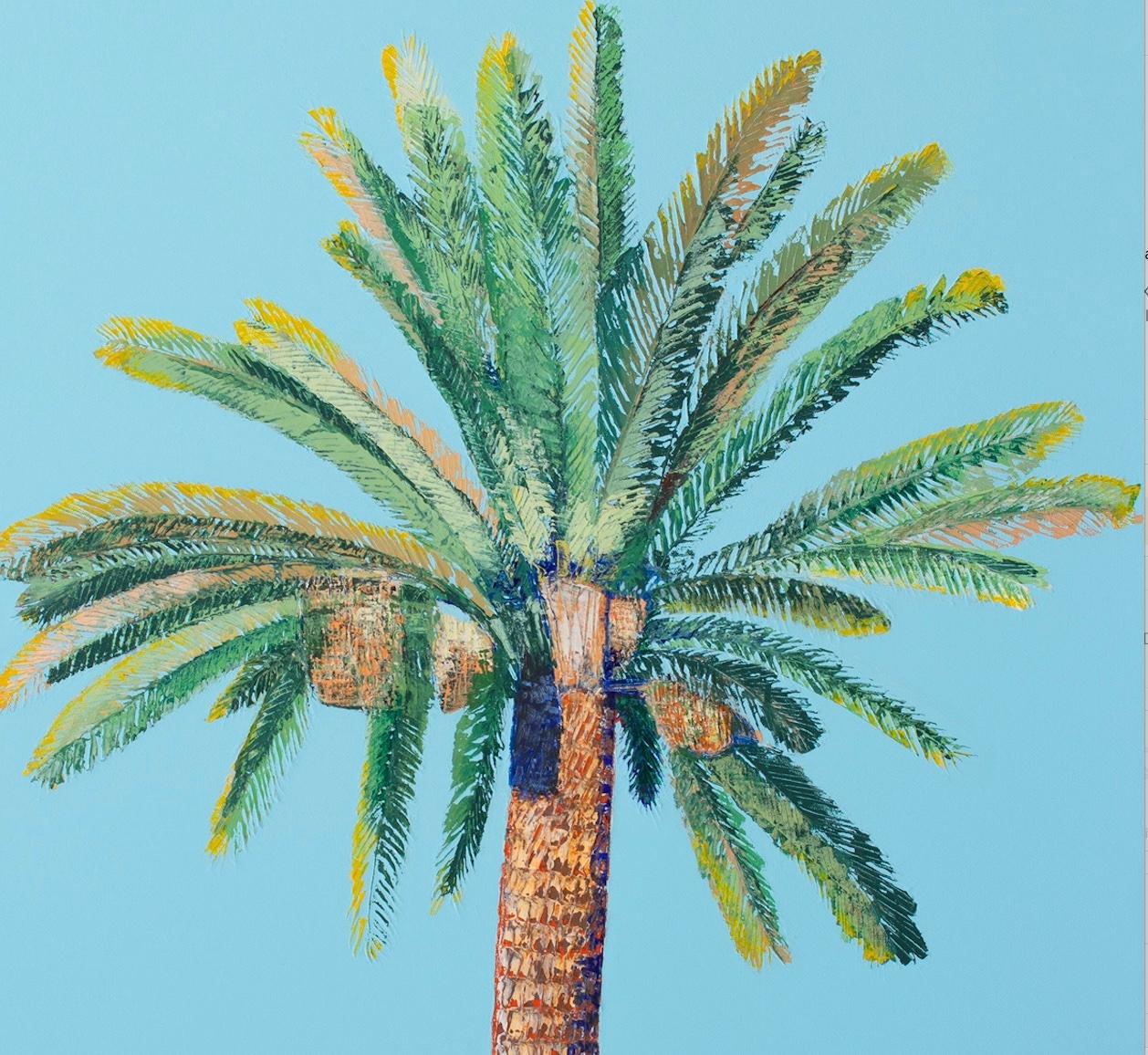 3 Ombre di palma blu - Painting di Timothy Mulligan