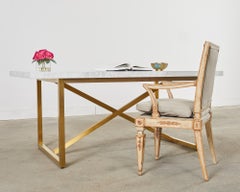 Timothy Oulton Bronzed Marble Top Library or Dining Table