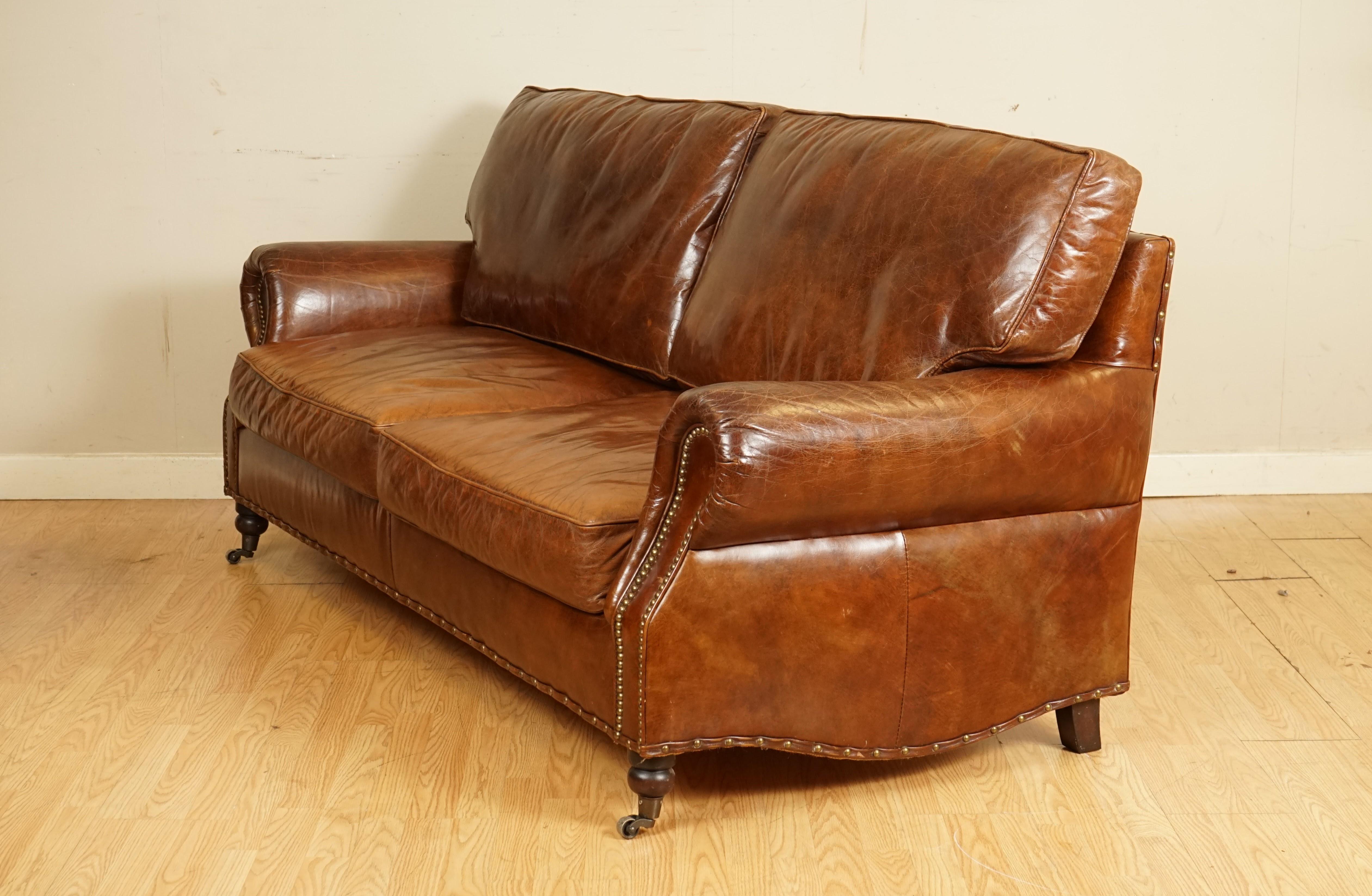 Timothy Oulton Cigar Brown Balmoral Leather Three Seater Club Sofa 4
