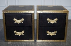 TIMOTHY OULTON CUMBERLAND COLLECTION PAIR BEDSIDE NIGHTSTANDS RED VELVET LINiNG