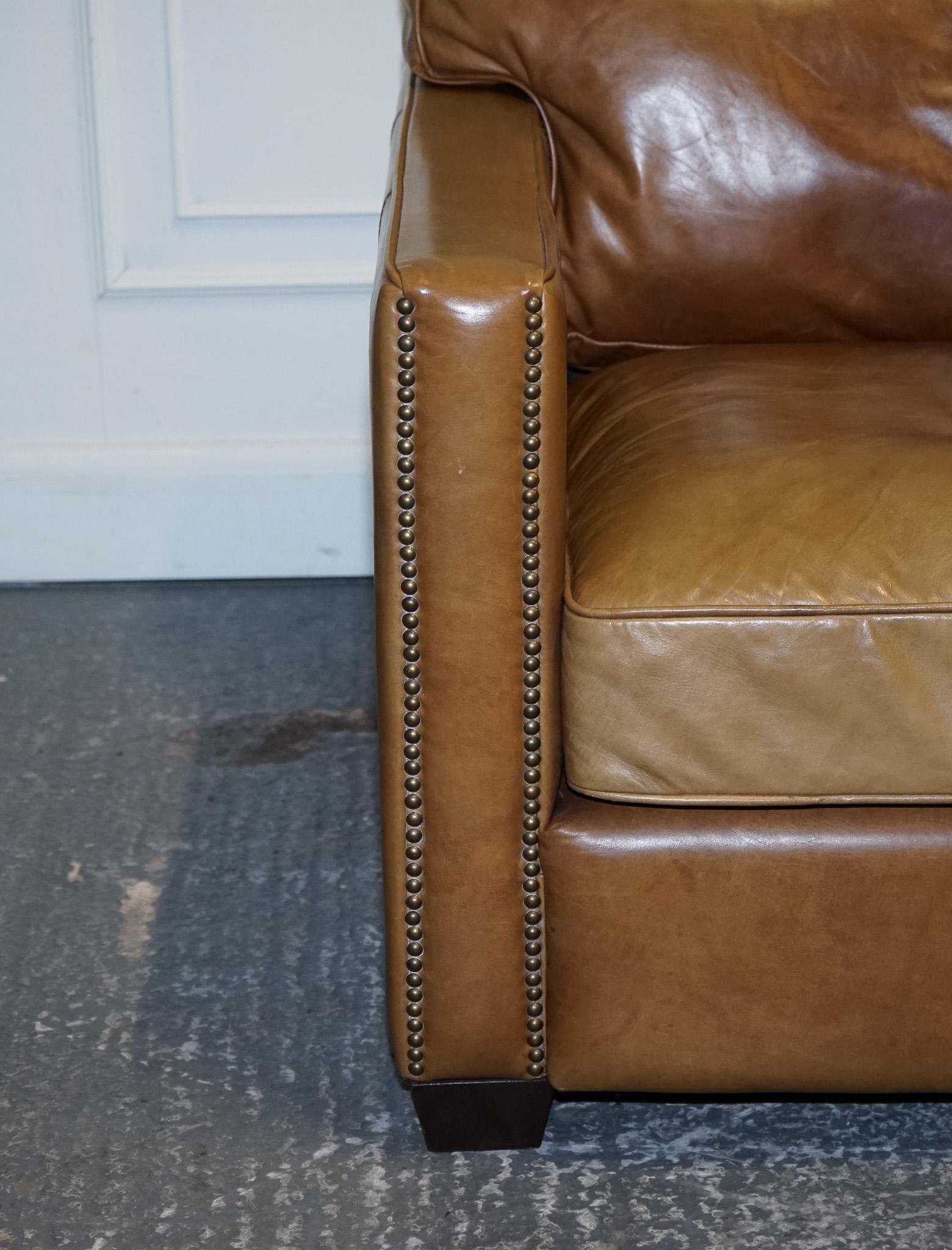 SOFA TIMOTHY OULTON HALO TWO SEATER ViSCOUNT TAN LEATHER SOFA (2/2) en vente 7