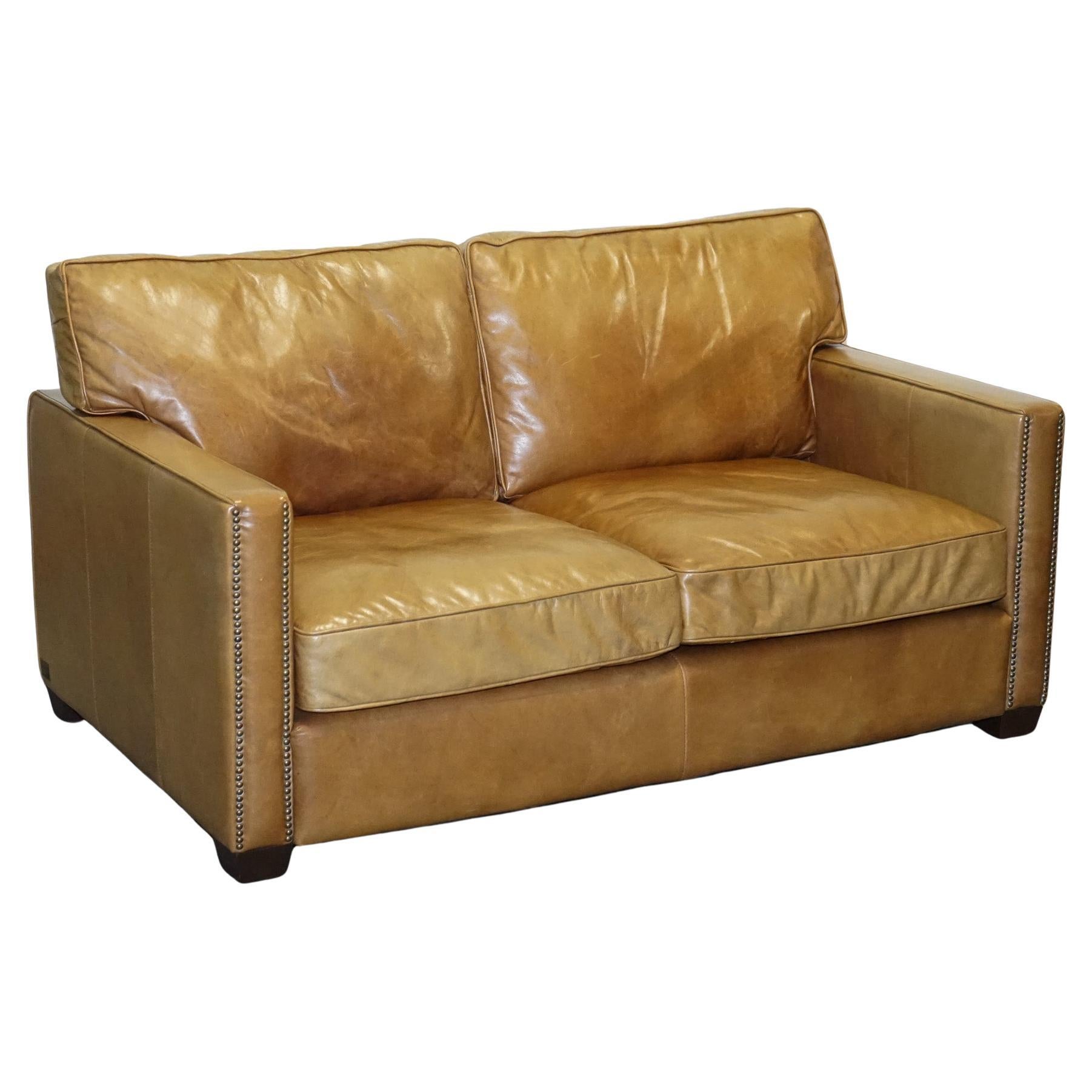 TIMOTHY OULTON HALO TWO SEATER ViSCOUNT Tan LEDER SOFA (2/2)