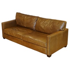 Timothy Oulton Halo Viscount Three Seater Tan Leather Sofa