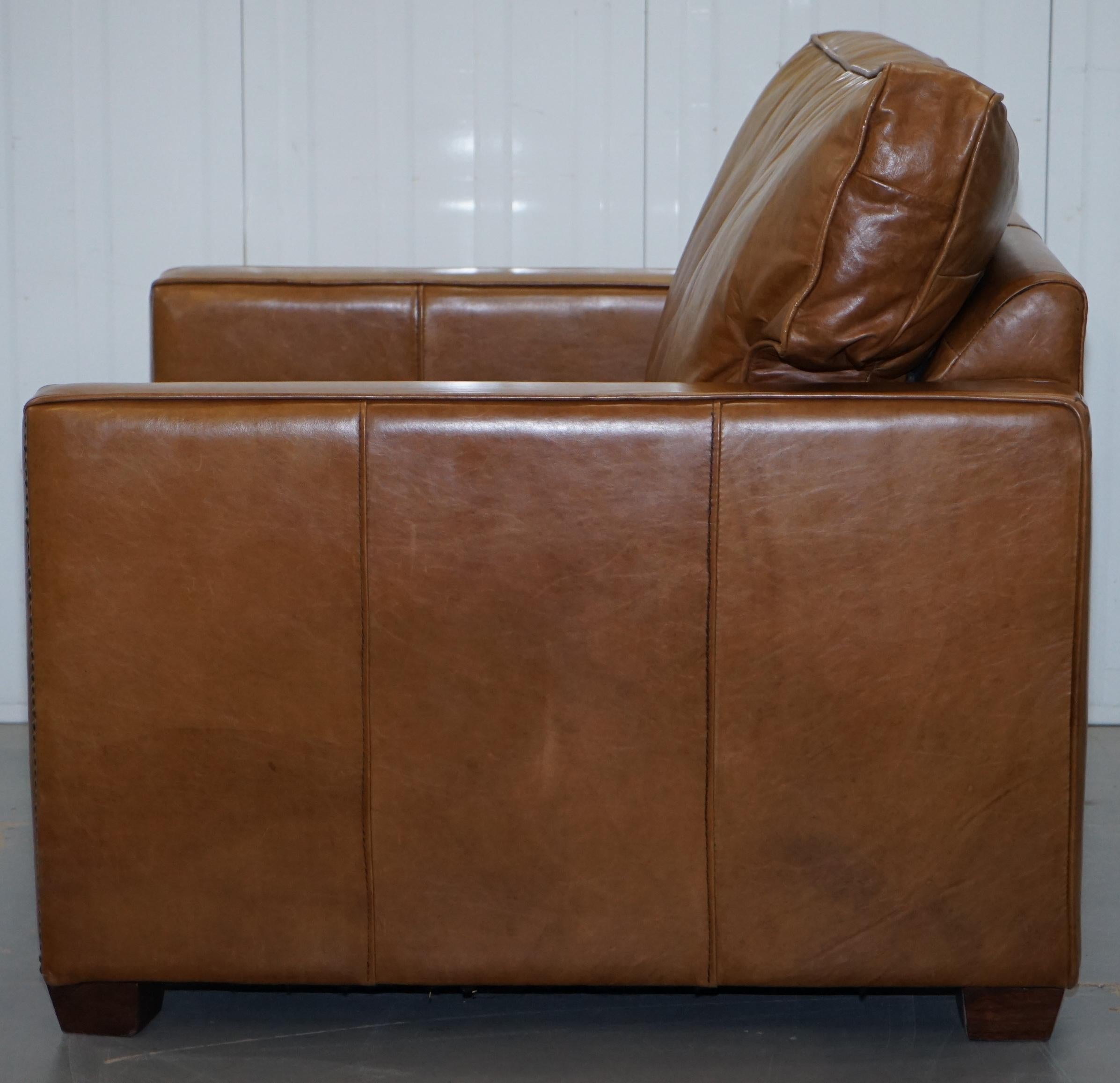 Timothy Oulton Halo Viscount William Large Armchair in Brown Leather 4