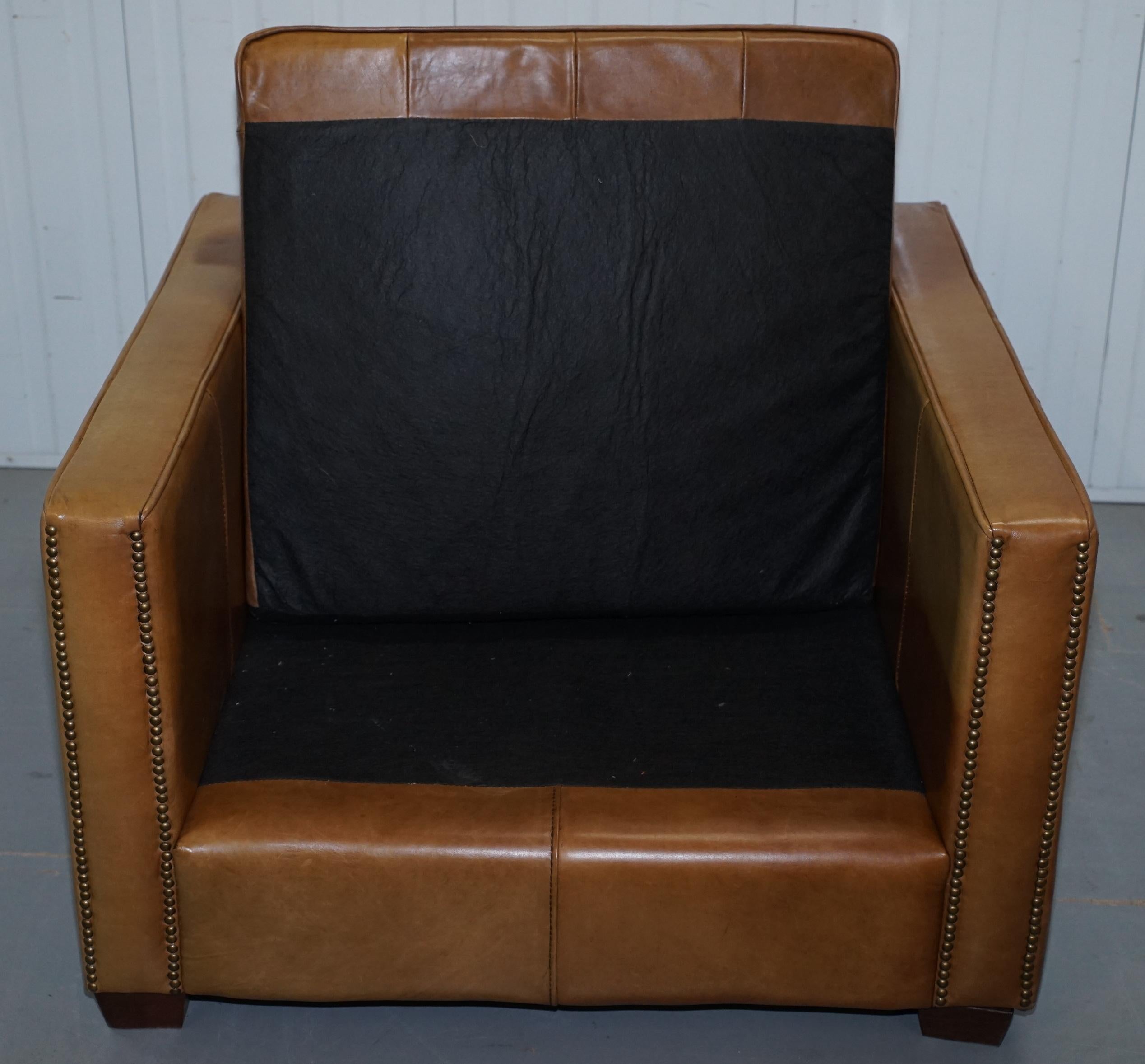 Timothy Oulton Halo Viscount William Large Armchair in Brown Leather 7