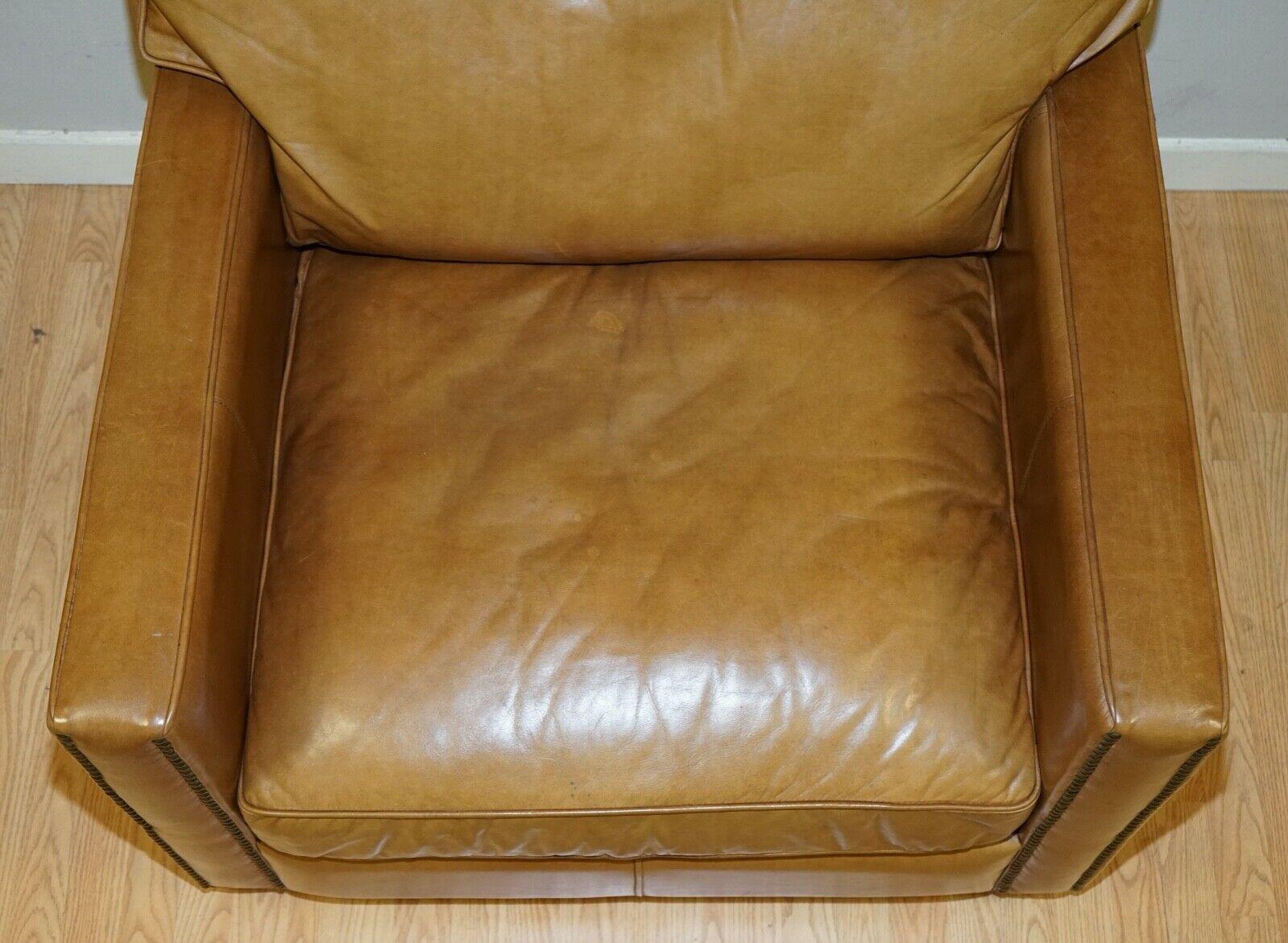 British Timothy Oulton Halo Viscount William Large Armchair in Brown Leather