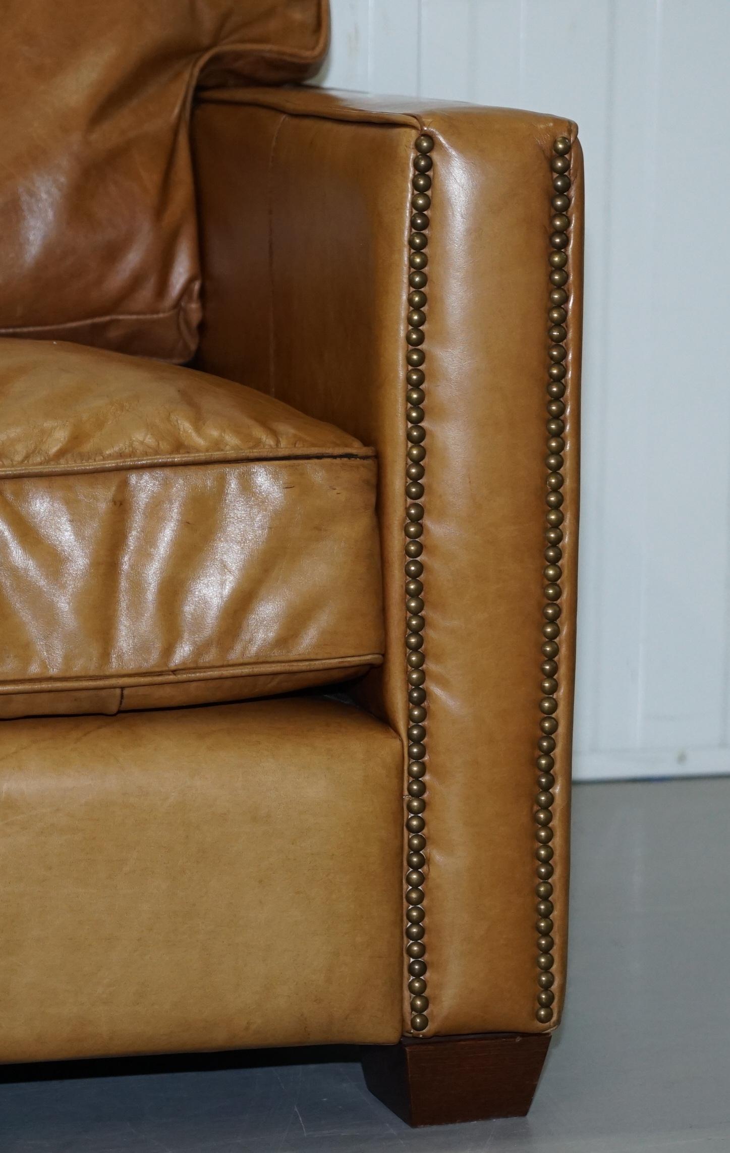 Timothy Oulton Halo Viscount William Three-Seat Brown Leather Sofa 3