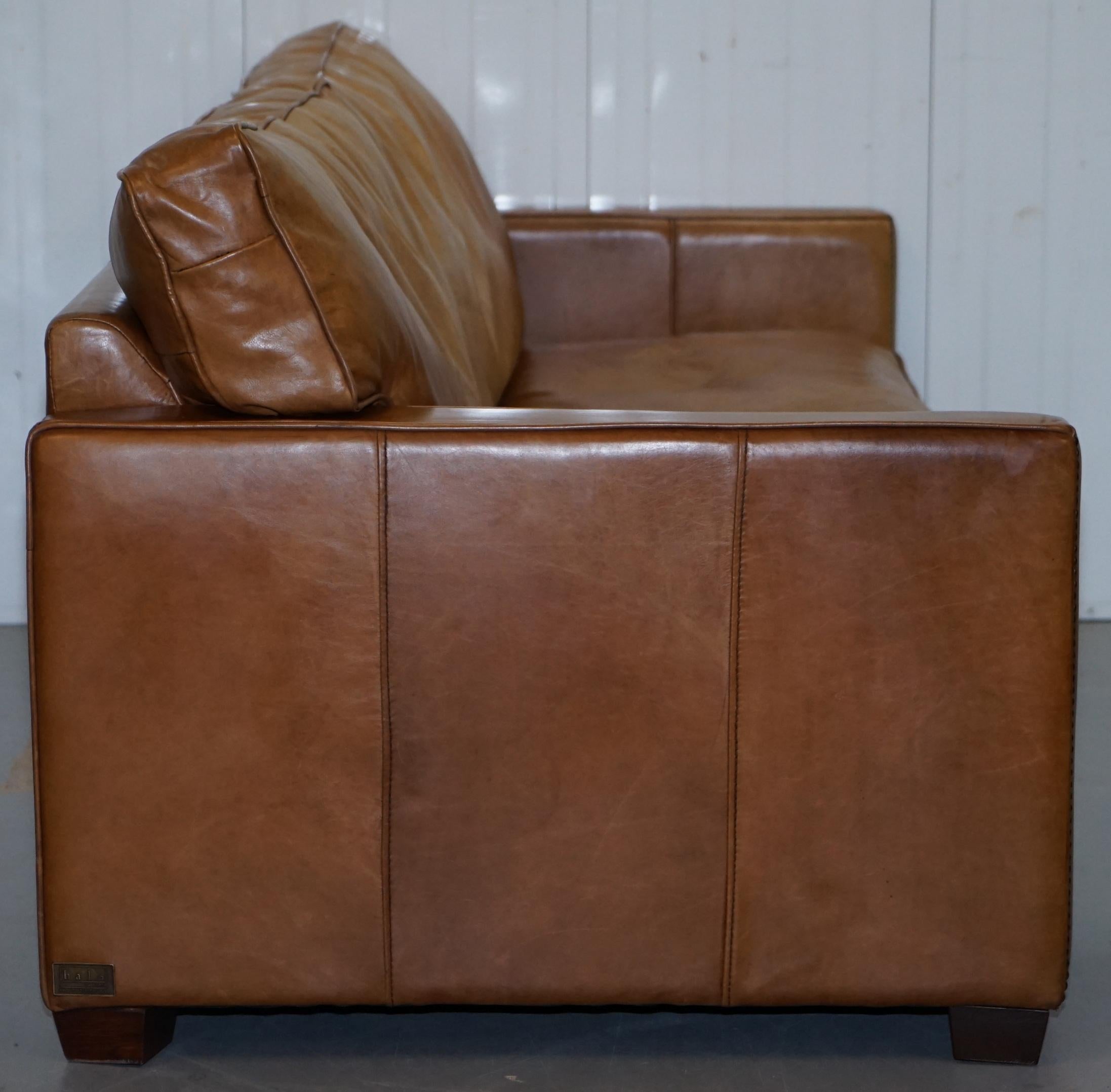 Timothy Oulton Halo Viscount William Three-Seat Brown Leather Sofa 5