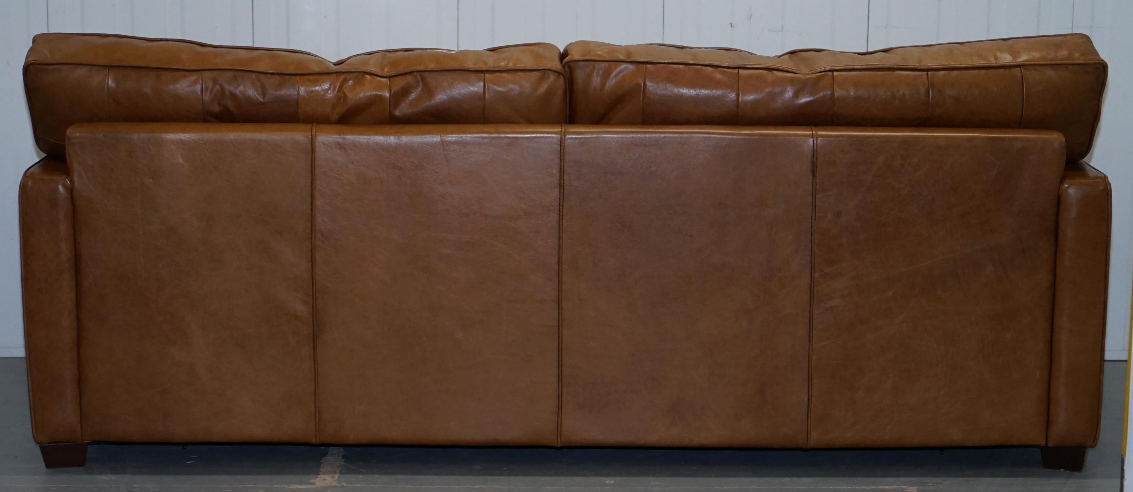 Timothy Oulton Halo Viscount William Three-Seat Brown Leather Sofa 6