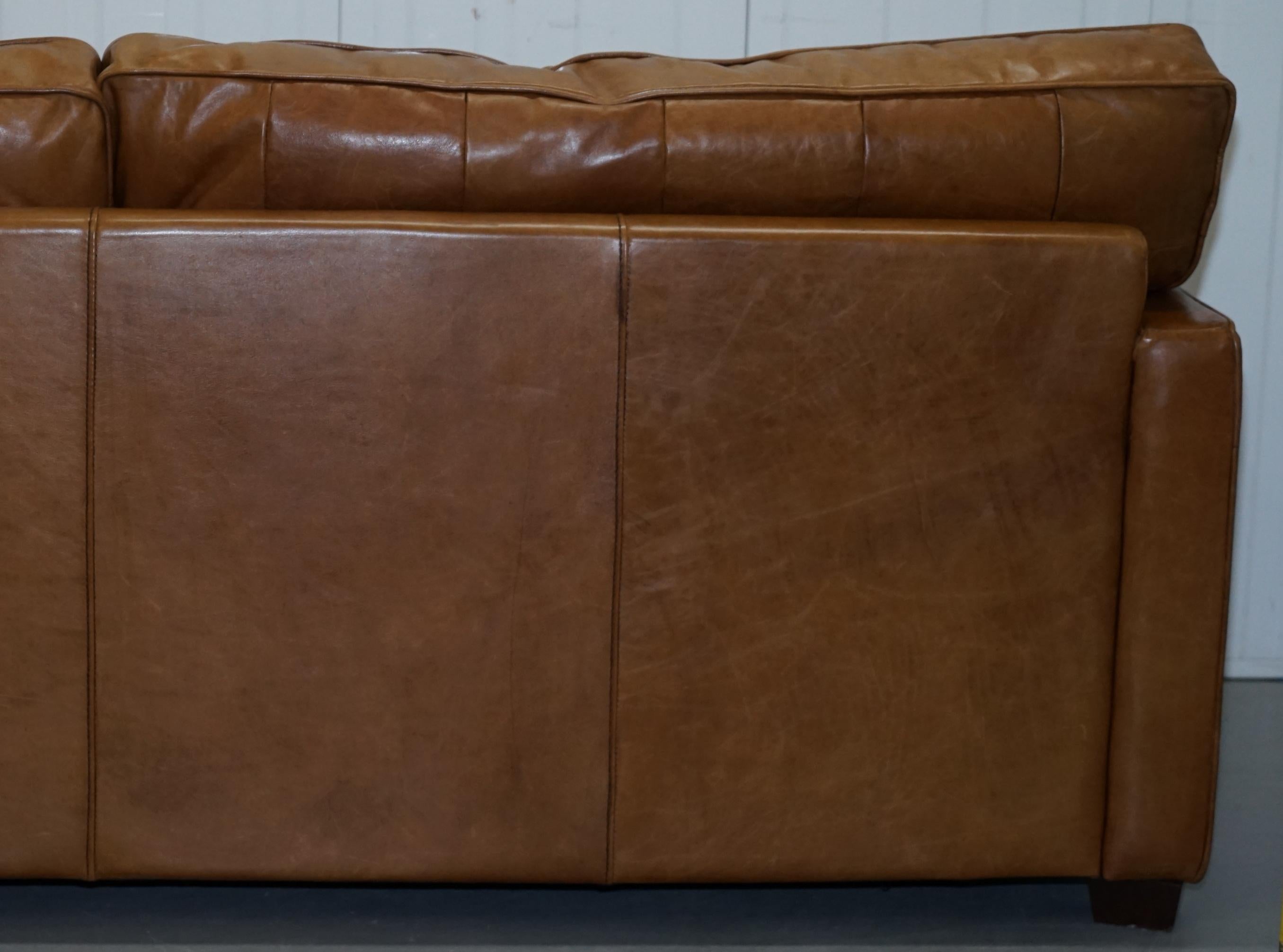 Timothy Oulton Halo Viscount William Three-Seat Brown Leather Sofa 7