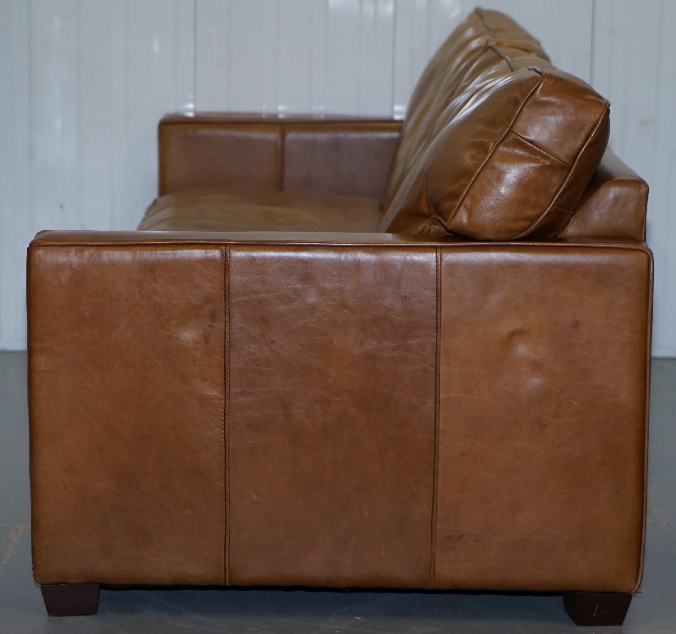 Timothy Oulton Halo Viscount William Three-Seat Brown Leather Sofa 9