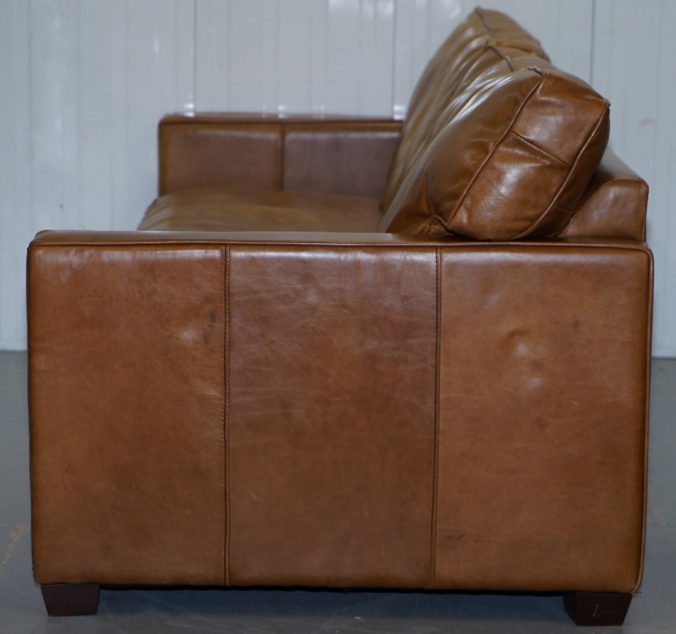 Timothy Oulton Halo Viscount William Three-Seat Brown Leather Sofa 8