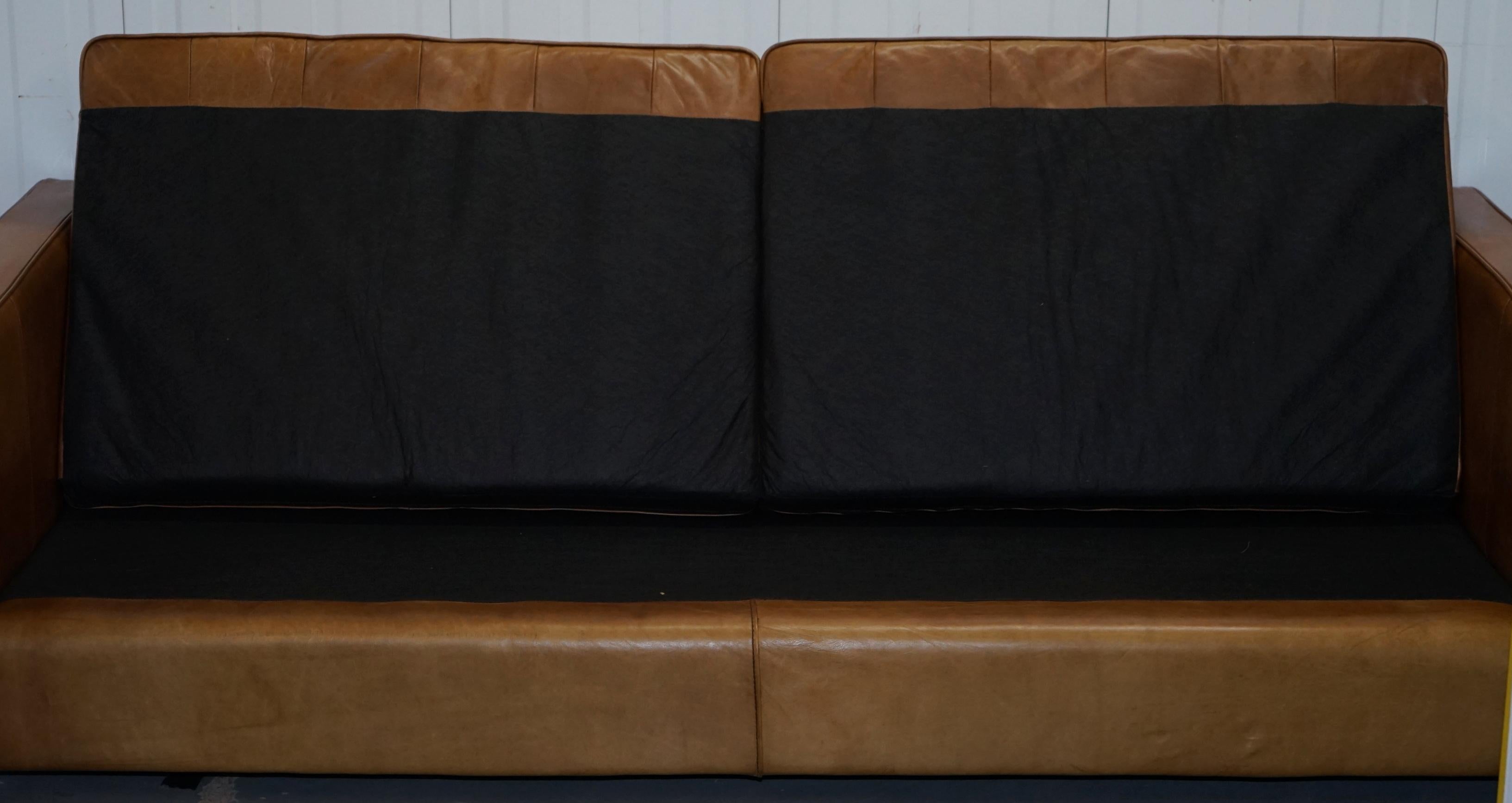 Timothy Oulton Halo Viscount William Three-Seat Brown Leather Sofa 10